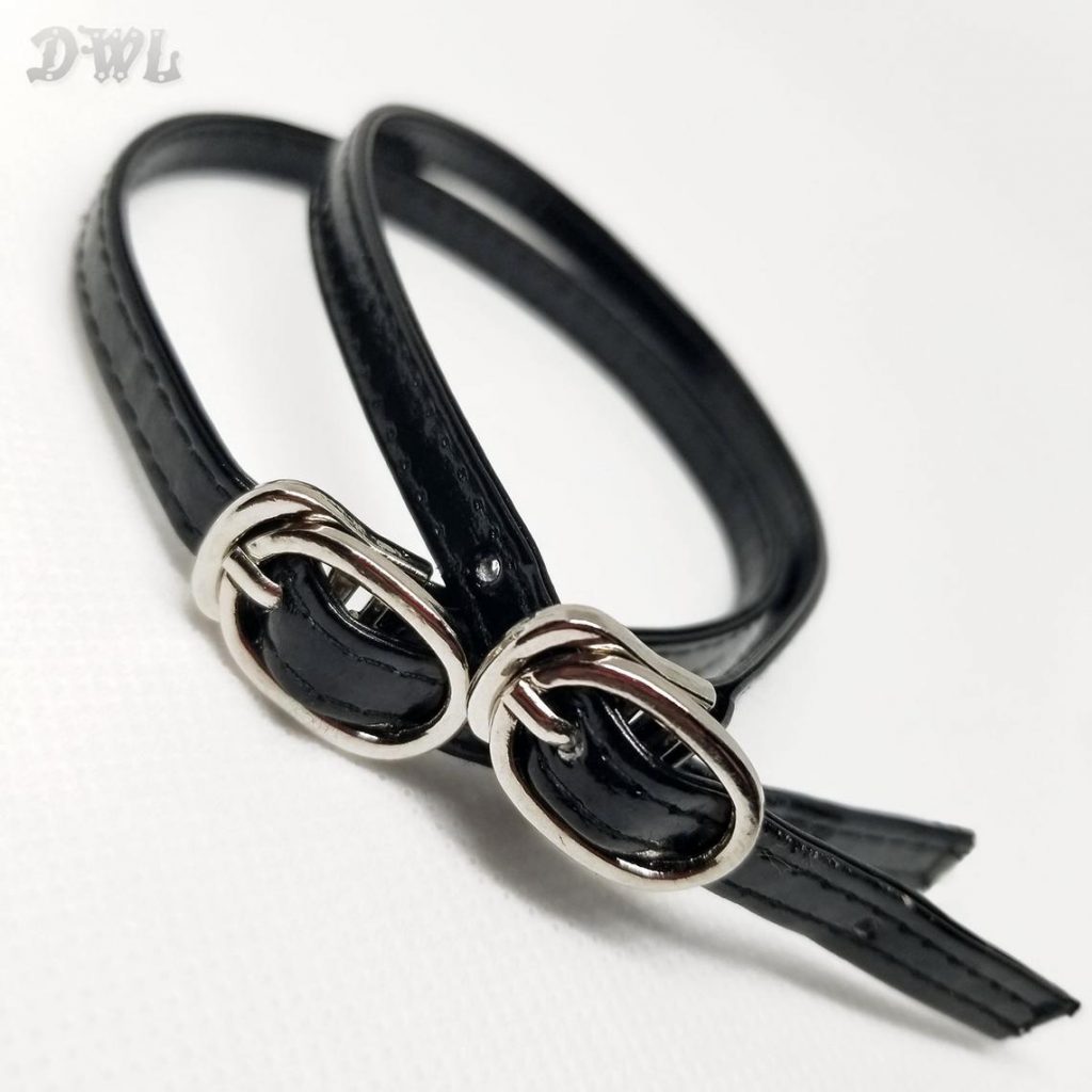 Replacement Dress Shoe Ankle Straps in BLACK PATENT Dungeon Worx Leather