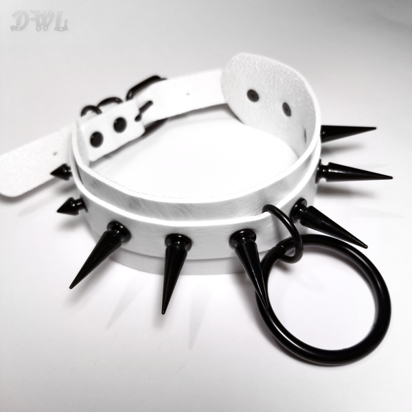 Jewelry-Choker-Collar-Black-Spike-Oring-Leather-White1500x1500-01