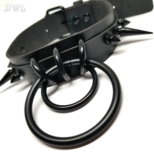 DWL-BDSM-Double-Oring-Spiked-Collar-Black