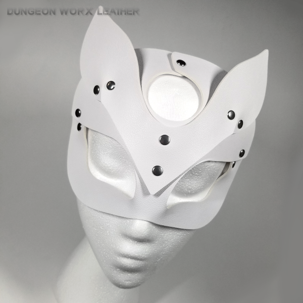 Mask-Leather-Studded-Fox-White