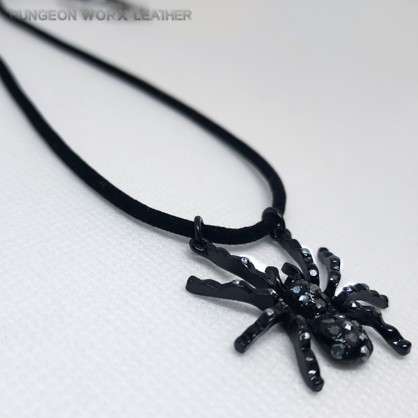 Jewelry-Black-Mirrored-Stone-Spider-Corded-Necklace