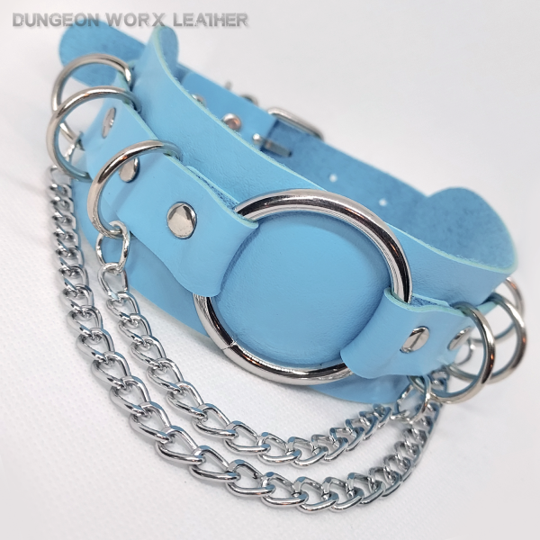 Draped-Silver-Chains-O-ring-BDSM-Collar-Light_Blue