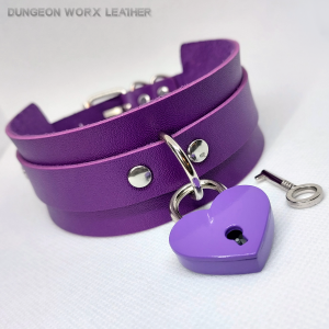 Jewelry-BDSM-Purple-Matching-Heart-Padlock-Pendant-Collar