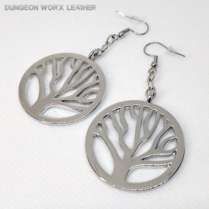Jewelry Silver-tone Tree of Life Circle Dangle Earrings