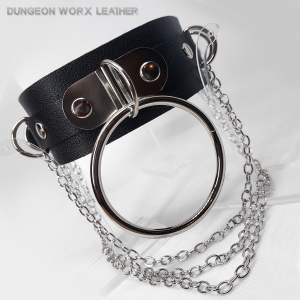 Triple-Chain-O-Ring-BDSM-Buckle-Collar-Black