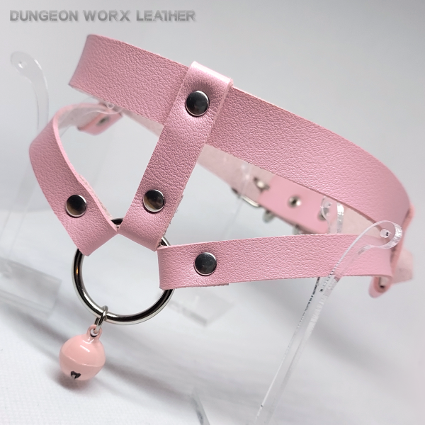 Strappy-Tiny-Pet-Bell-BDSM-Collar-Pink
