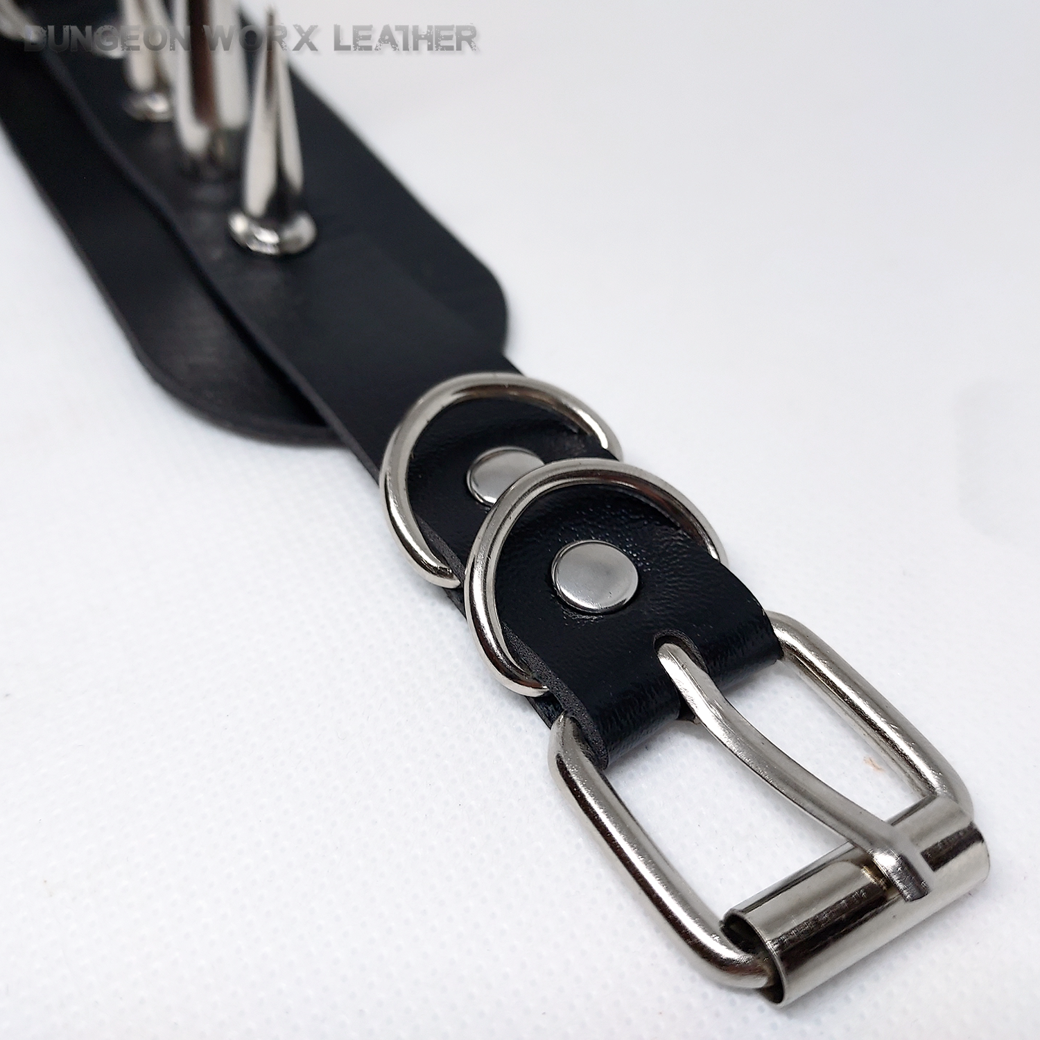 Alternating Tall Silver Spikes and Heart Collar in BLACK - Image 5