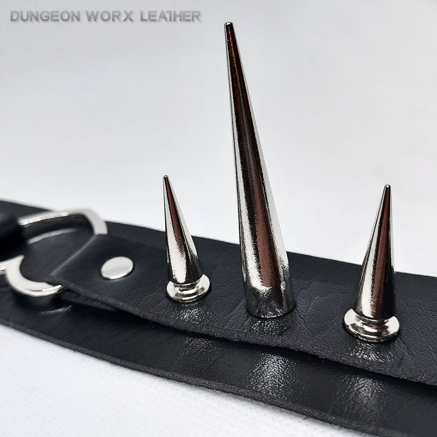 Alternating Tall Silver Spikes and Heart Collar in BLACK - Image 6