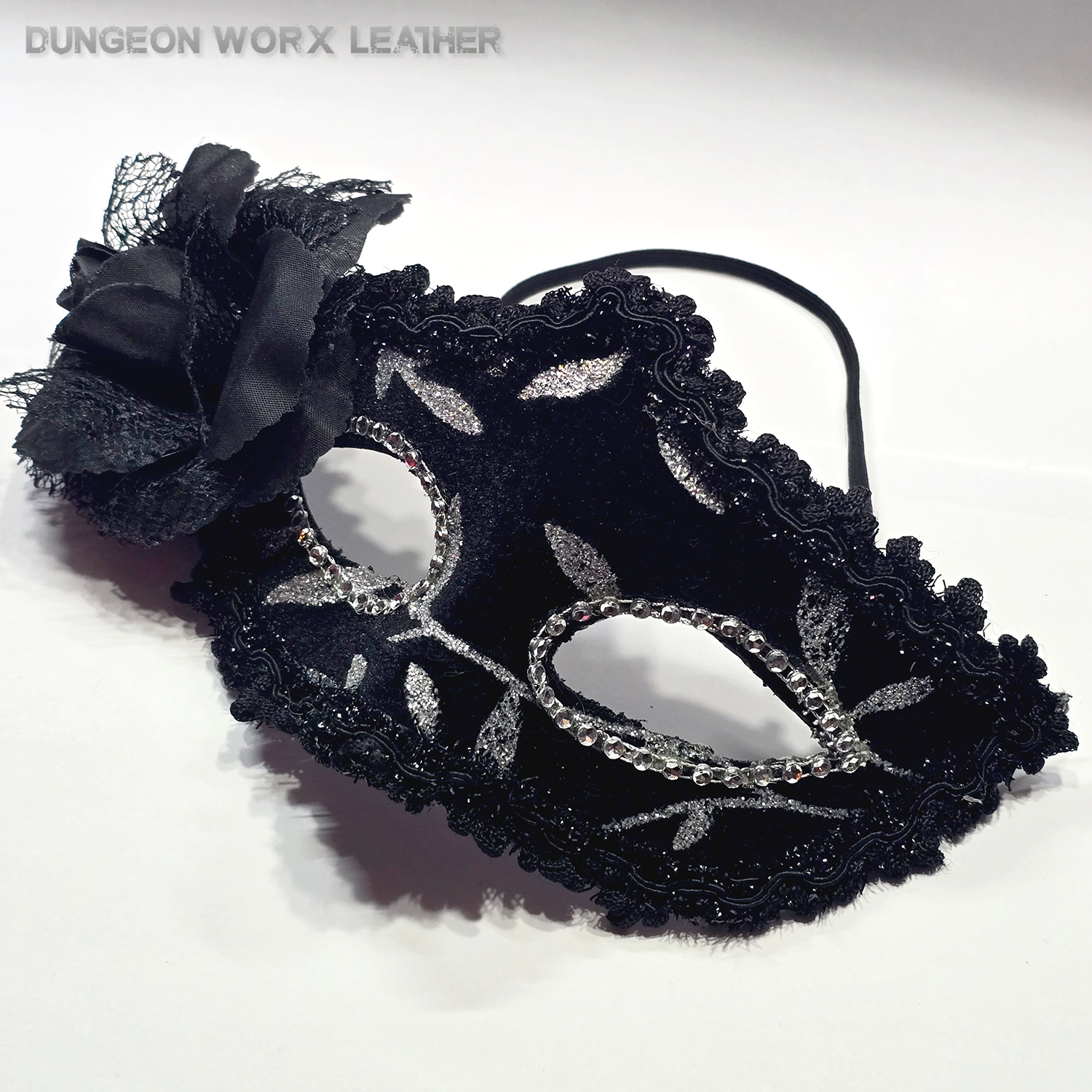 Black Velvet & Silver Ivy Sexy Masquerade Mask